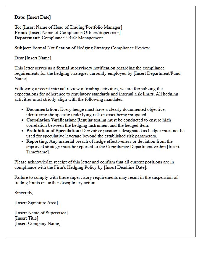 Hedging Strategy Compliance Supervisory Letter