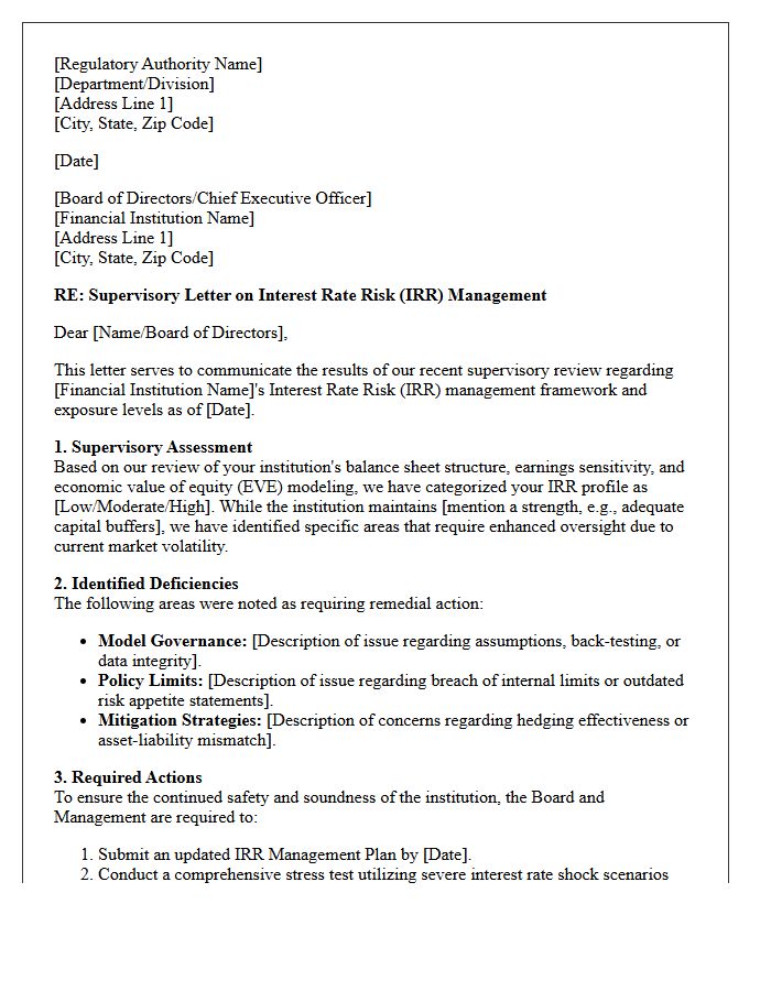 Interest Rate Risk Management Supervisory Letter