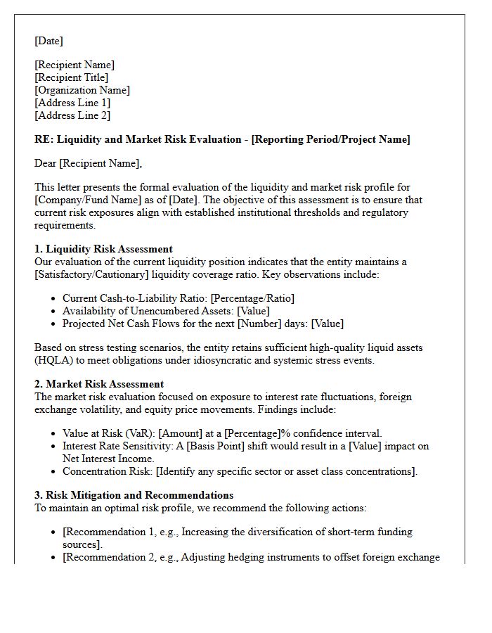 Liquidity And Market Risk Evaluation Letter