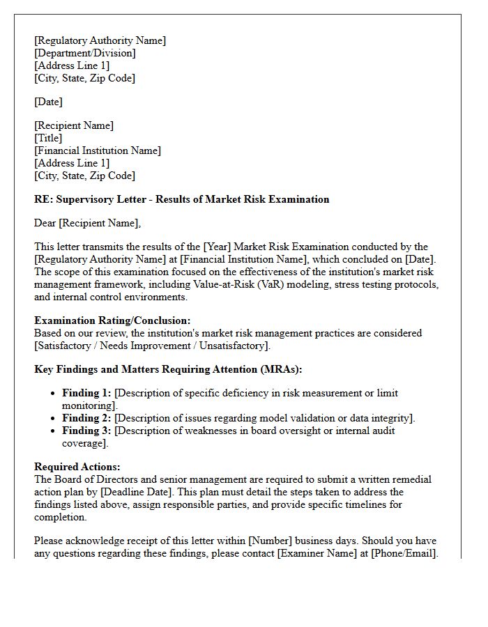 Market Risk Examination Supervisory Letter