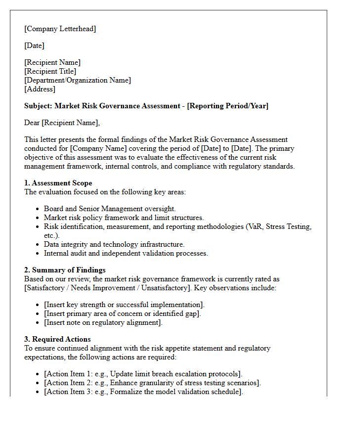 Market Risk Governance Assessment Letter