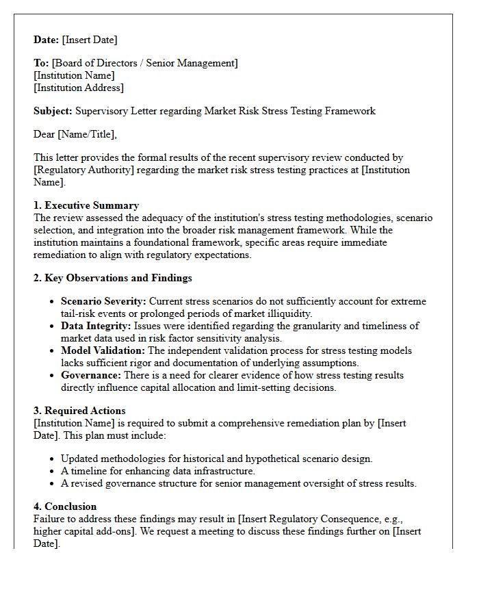 Market Risk Stress Testing Supervisory Letter