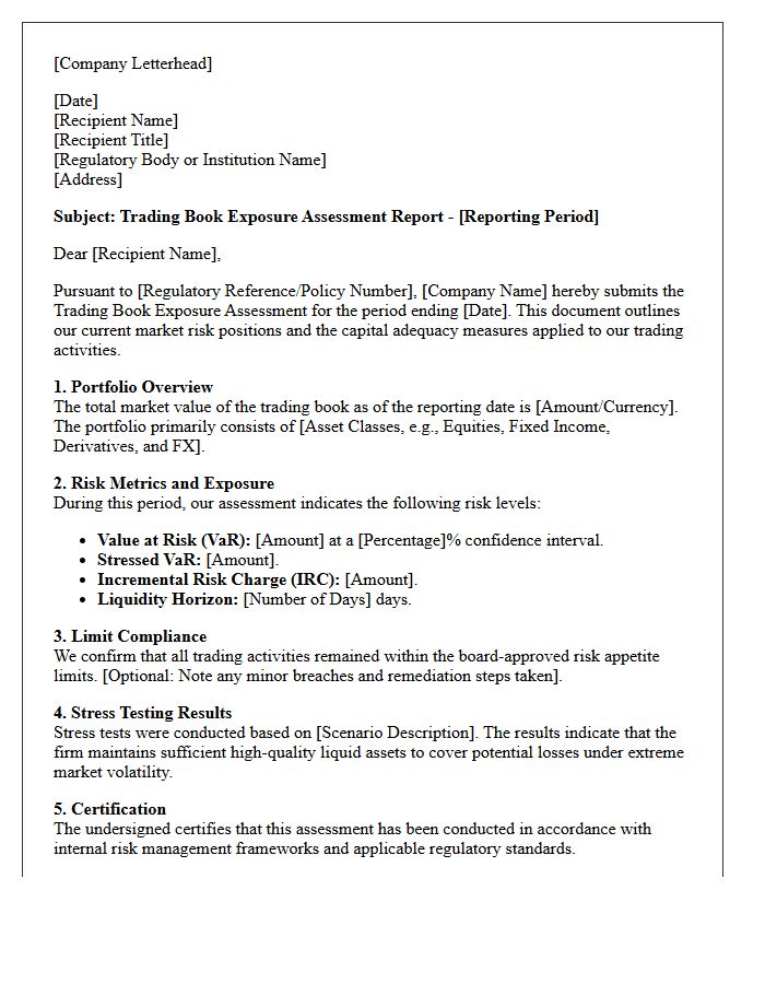 Trading Book Exposure Assessment Letter