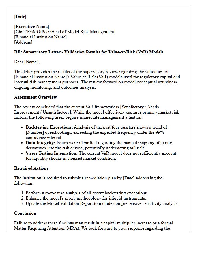 Value At Risk Model Validation Supervisory Letter