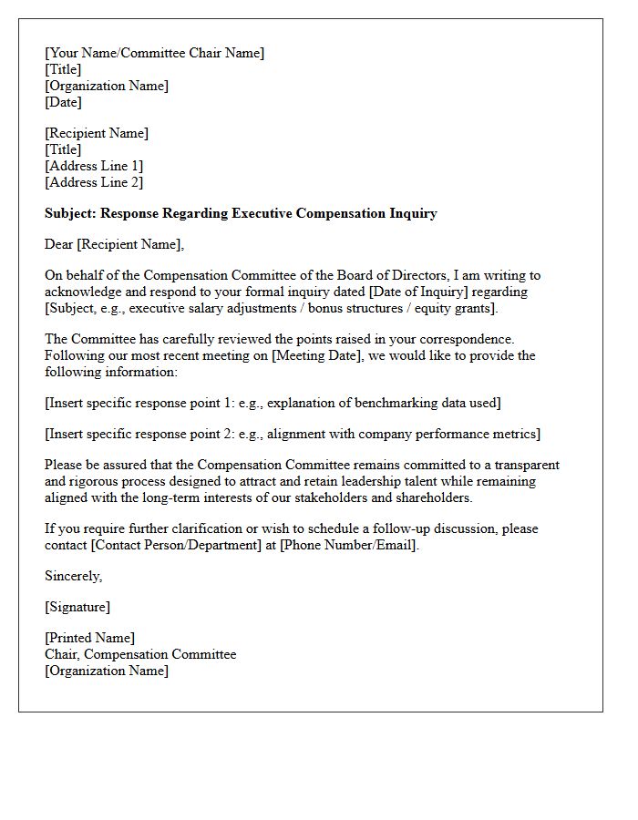 Board Compensation Committee Response Letter