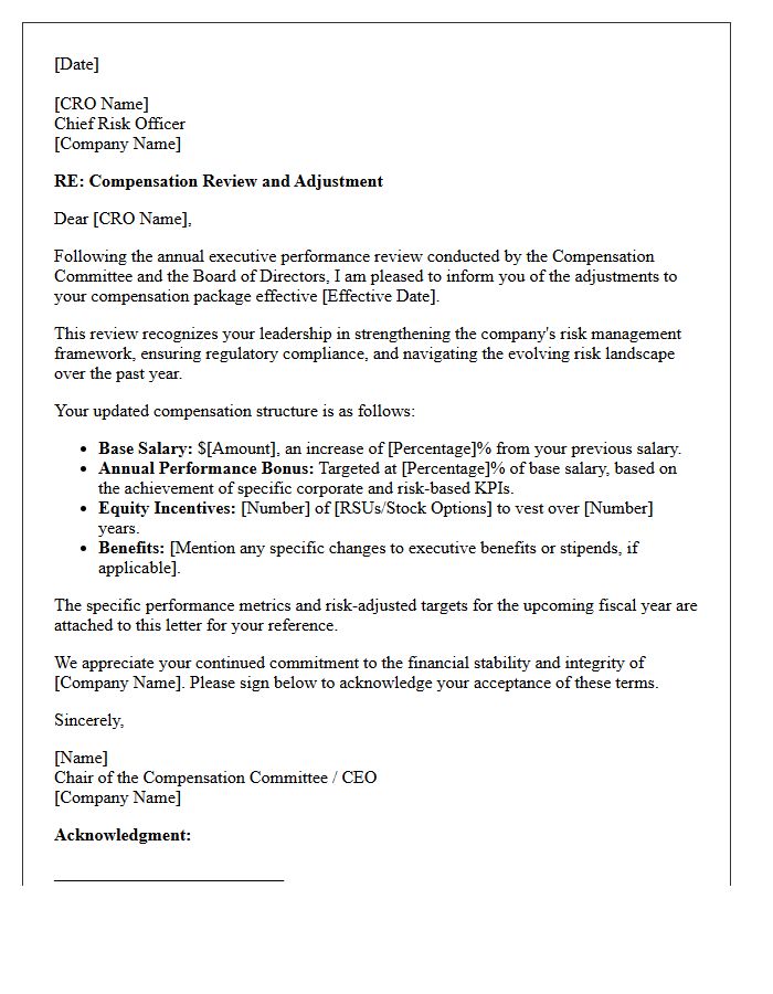 Chief Risk Officer Compensation Review Letter