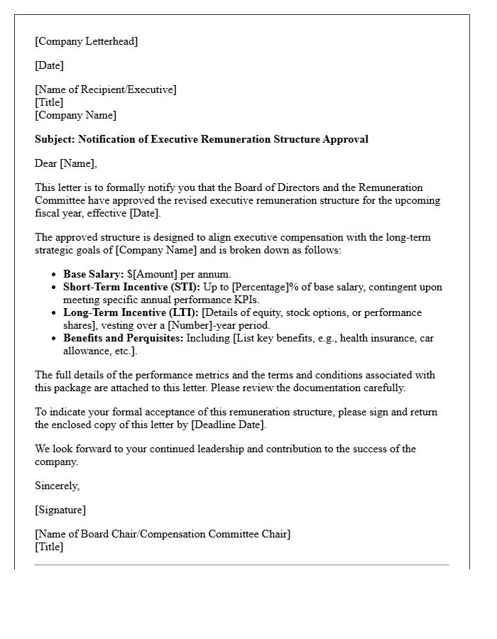 Executive Remuneration Structure Approval Letter