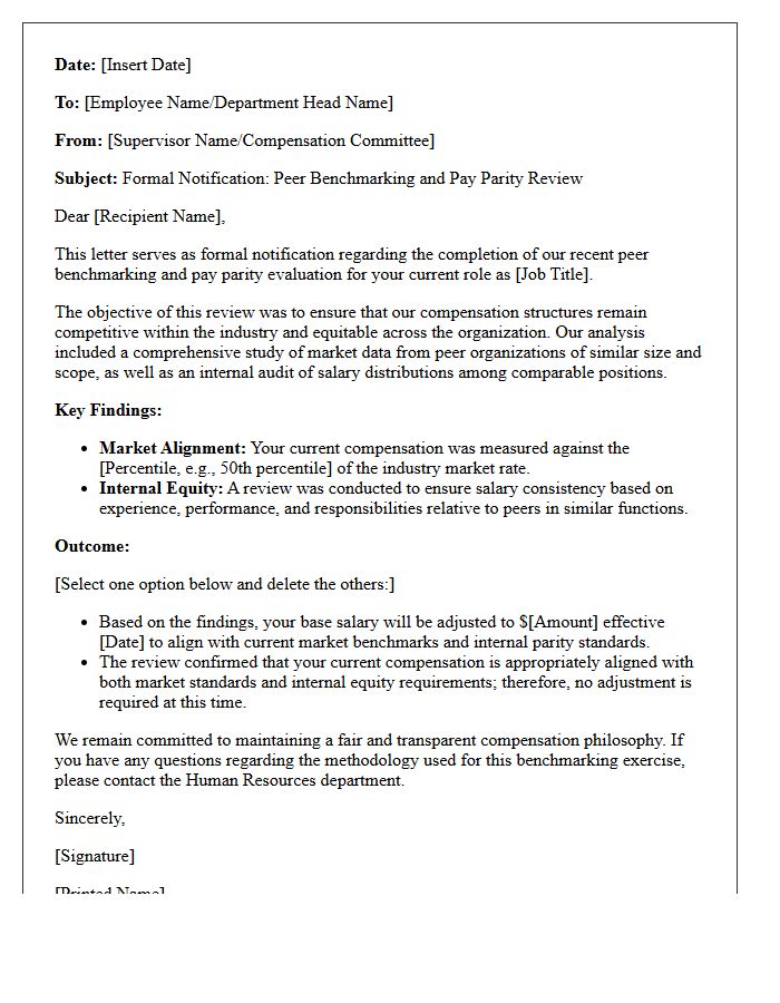 Peer Benchmarking And Pay Parity Supervisory Letter