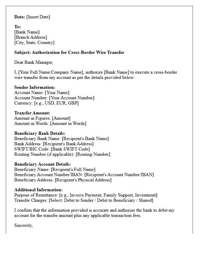 Cross-Border Wire Transfer Authorization Letter