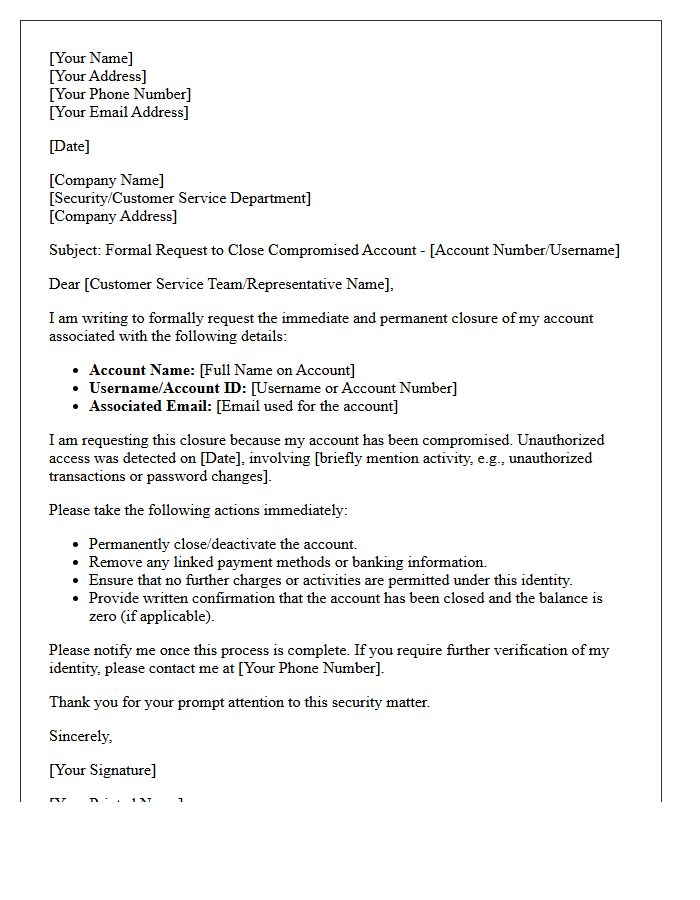 Compromised Account Closure Letter