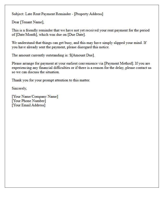 Cordial Late Rent Payment Reminder Letter