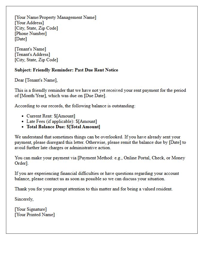 Courteous Late Rent Debt Collection Letter