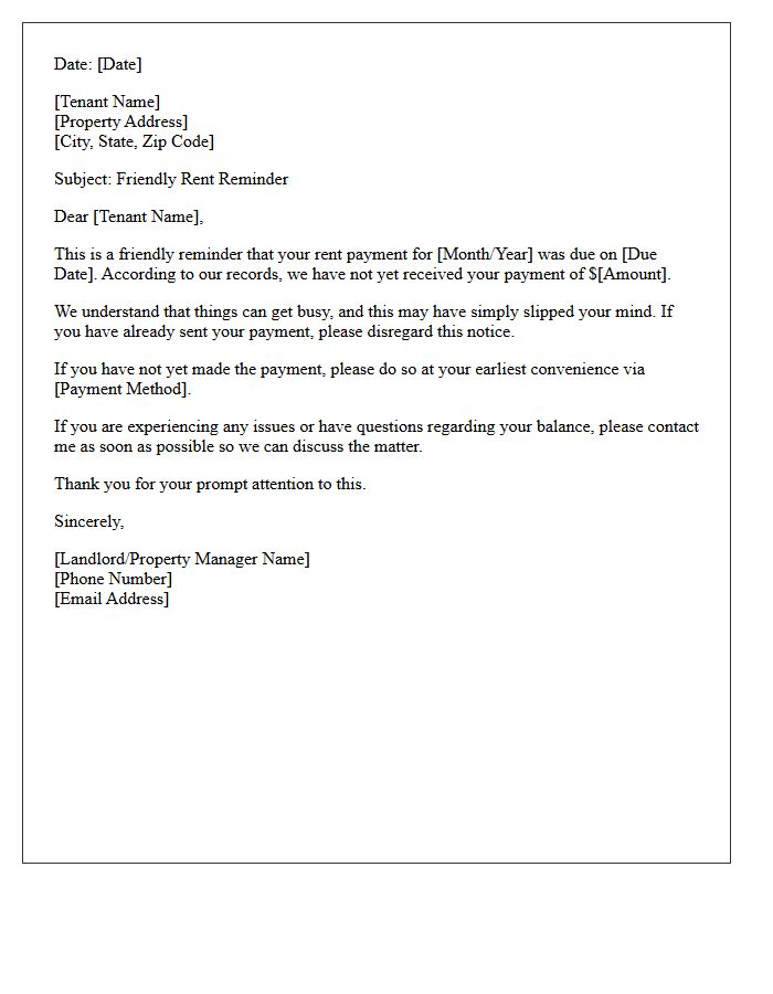 First Notice Friendly Rent Reminder Letter