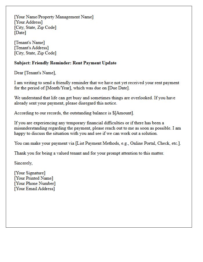 Soft Approach Overdue Rent Collection Letter