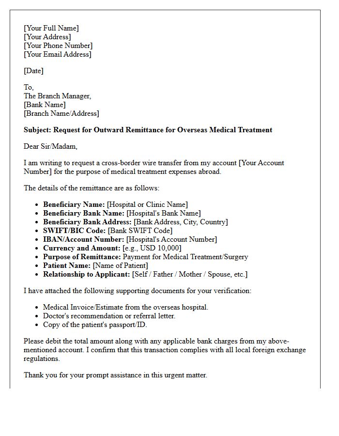 Overseas Medical Expense Cross-Border Remittance Request Letter