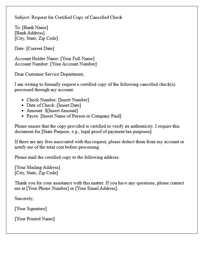 Certified Cancelled Check Copy Request Letter