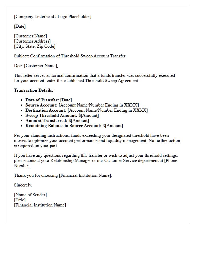 Threshold Sweep Account Transfer Confirmation Letter