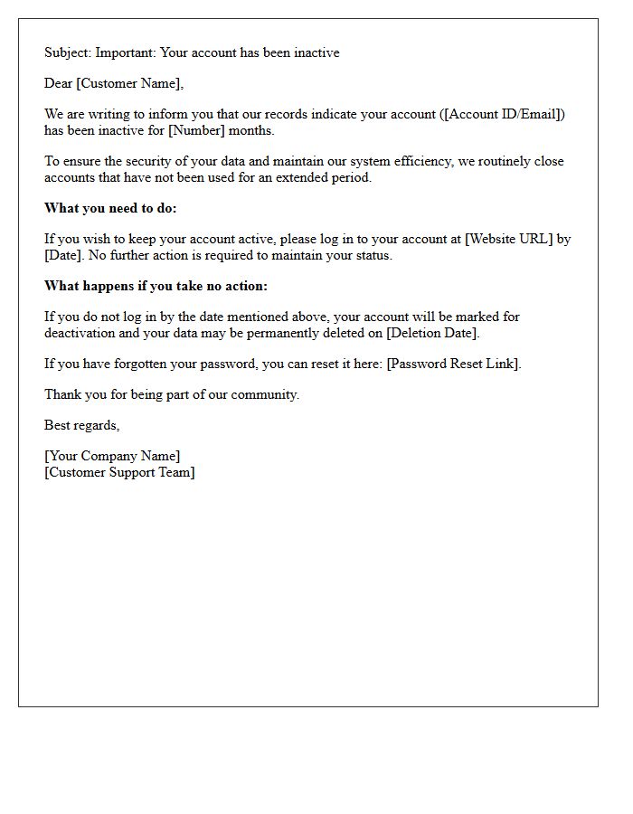 Notice Letter Regarding Extended Account Inactivity