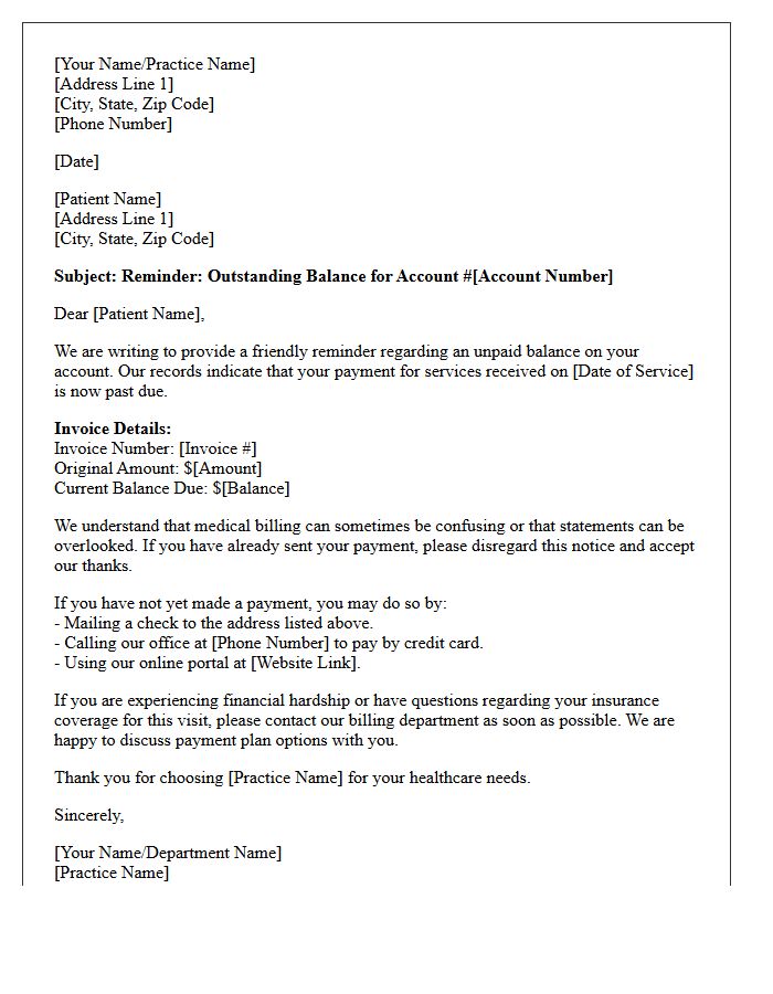 Gentle Collection Letter for Past Due Medical Invoice