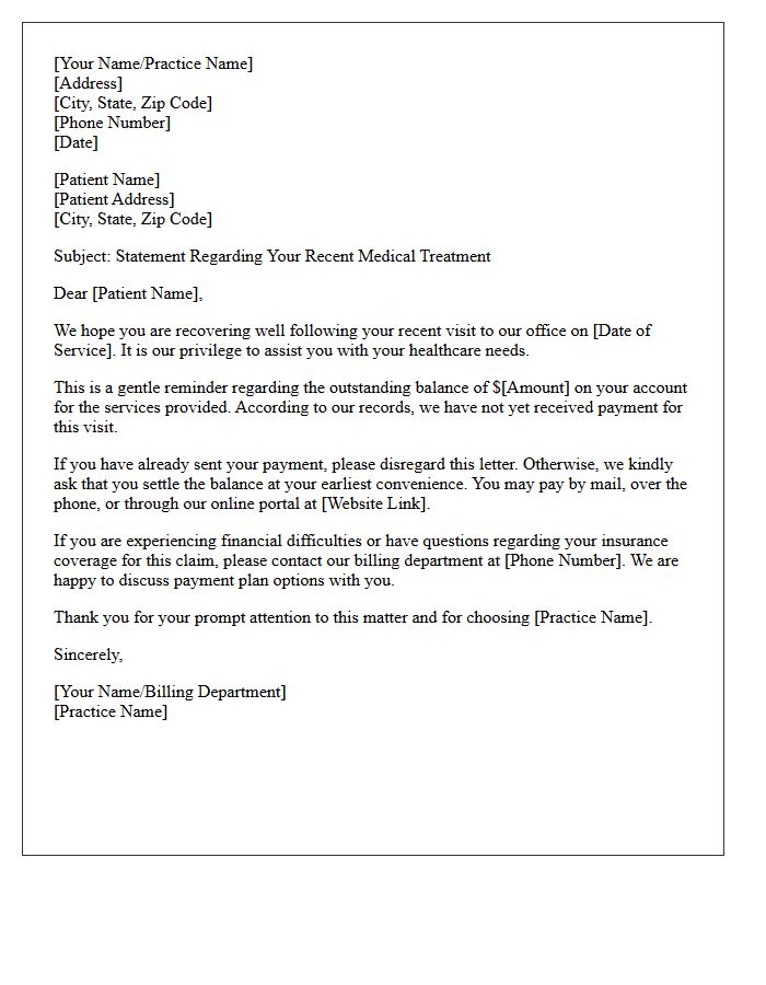 Gentle Payment Request Letter for Medical Treatment