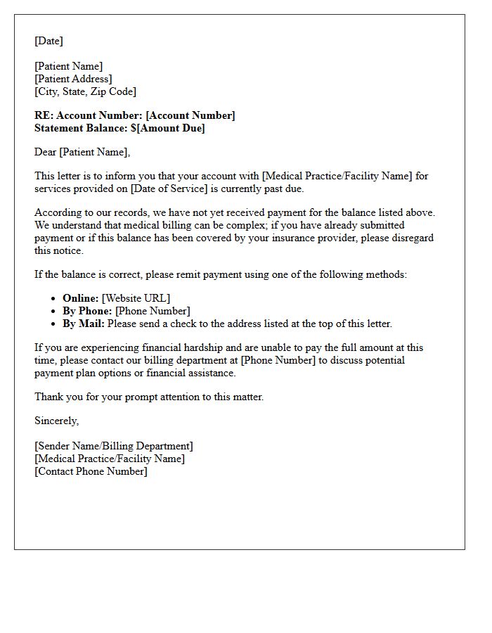 Initial Contact Letter for Past Due Medical Account