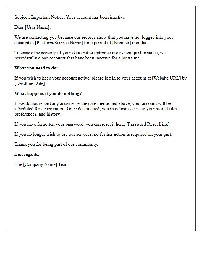 Warning Letter for Prolonged Account Inactivity