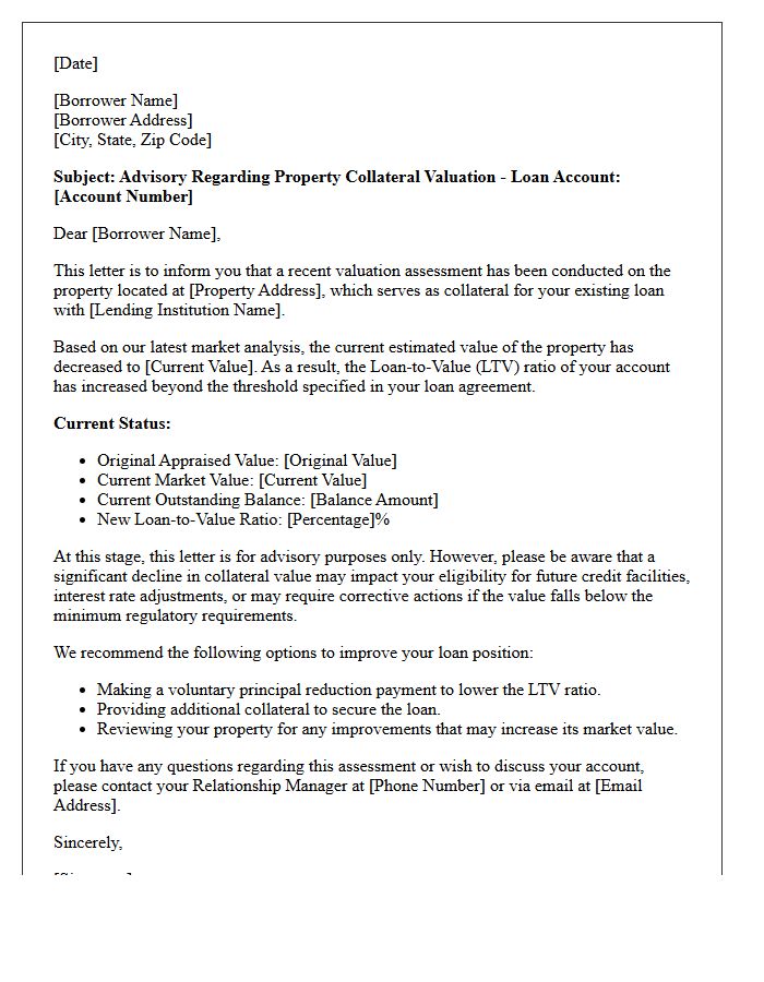 Advisory Letter on Declining Property Collateral Value