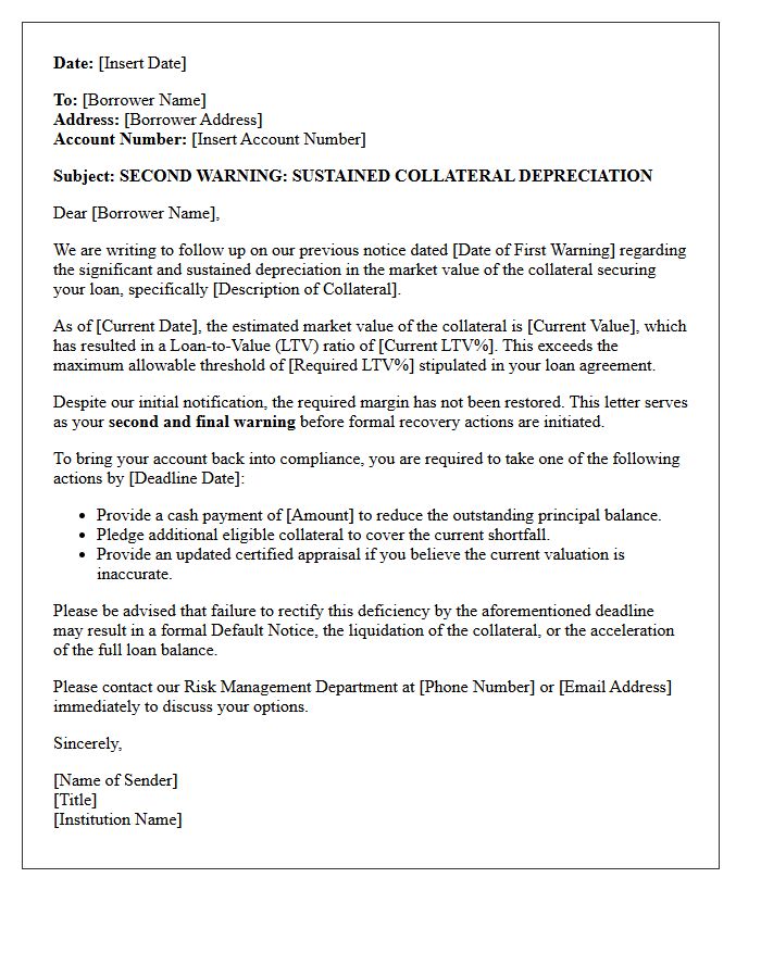 Second Warning Letter for Sustained Collateral Depreciation