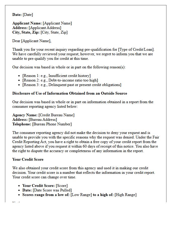 Adverse Action and Pre-Qualification Denial Letter