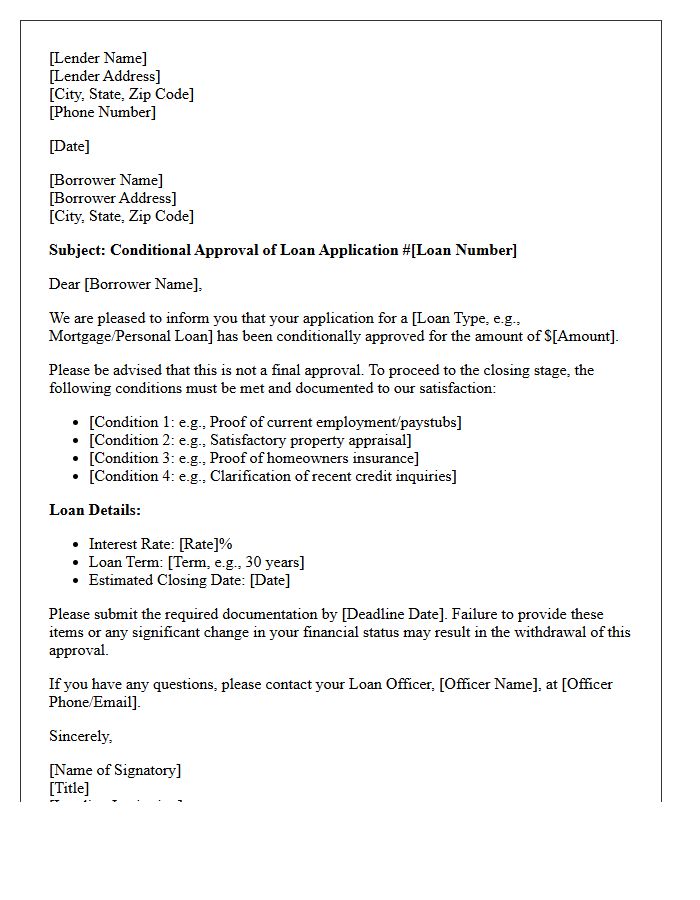 Conditional Loan Approval Notification Letter