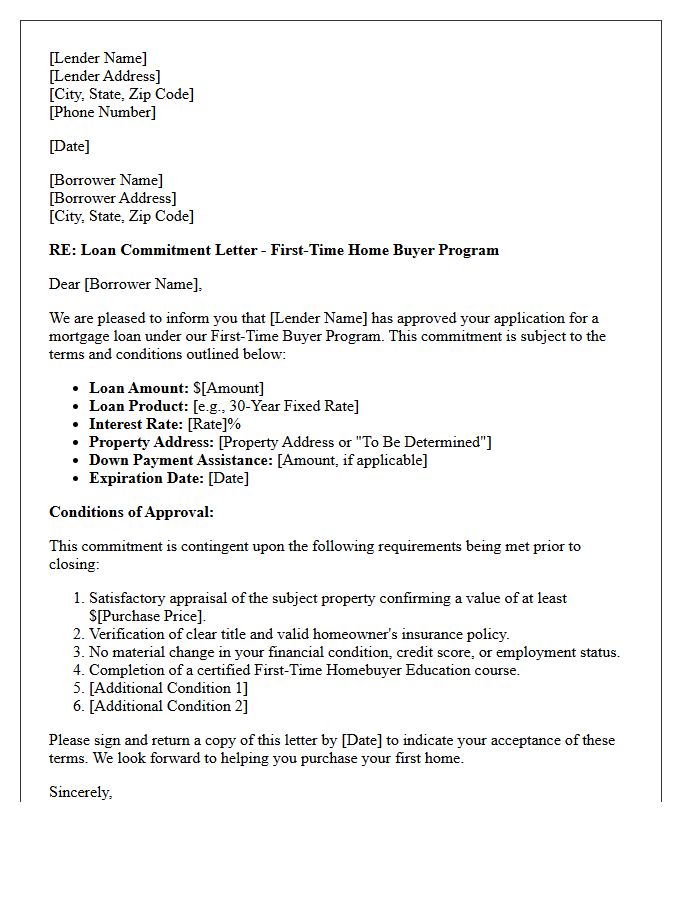 First-Time Buyer Loan Commitment Letter