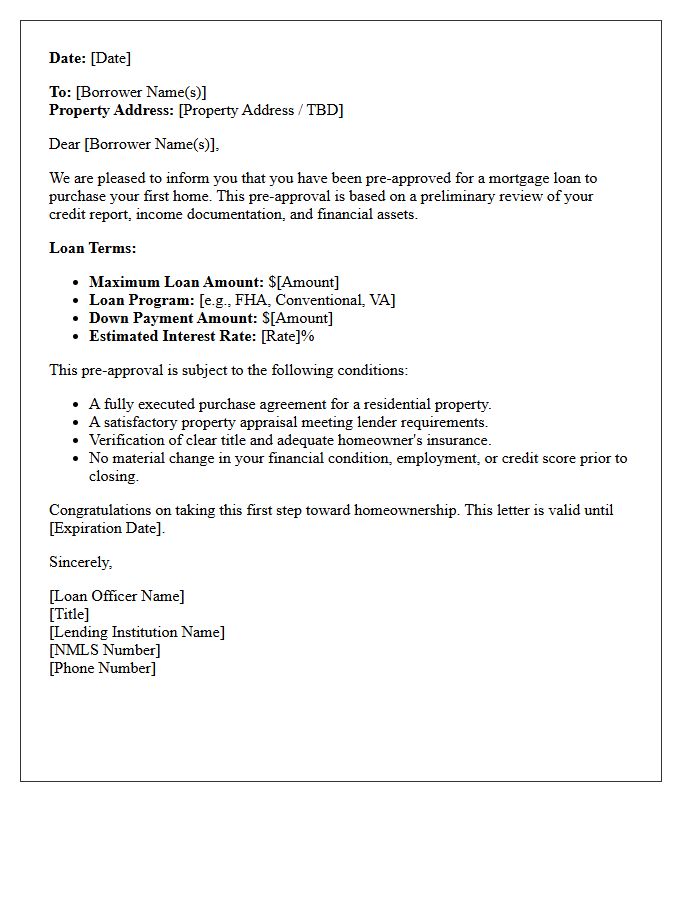 First-Time Homebuyer Pre-Approval Letter