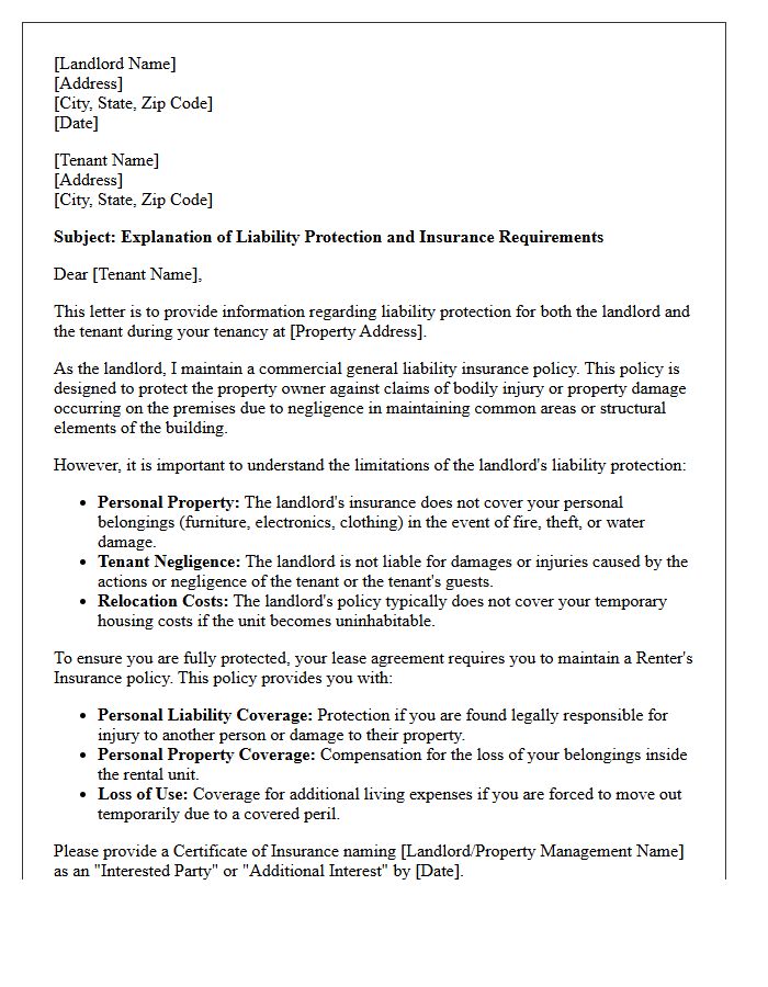 Landlord Liability Protection Explanation Letter