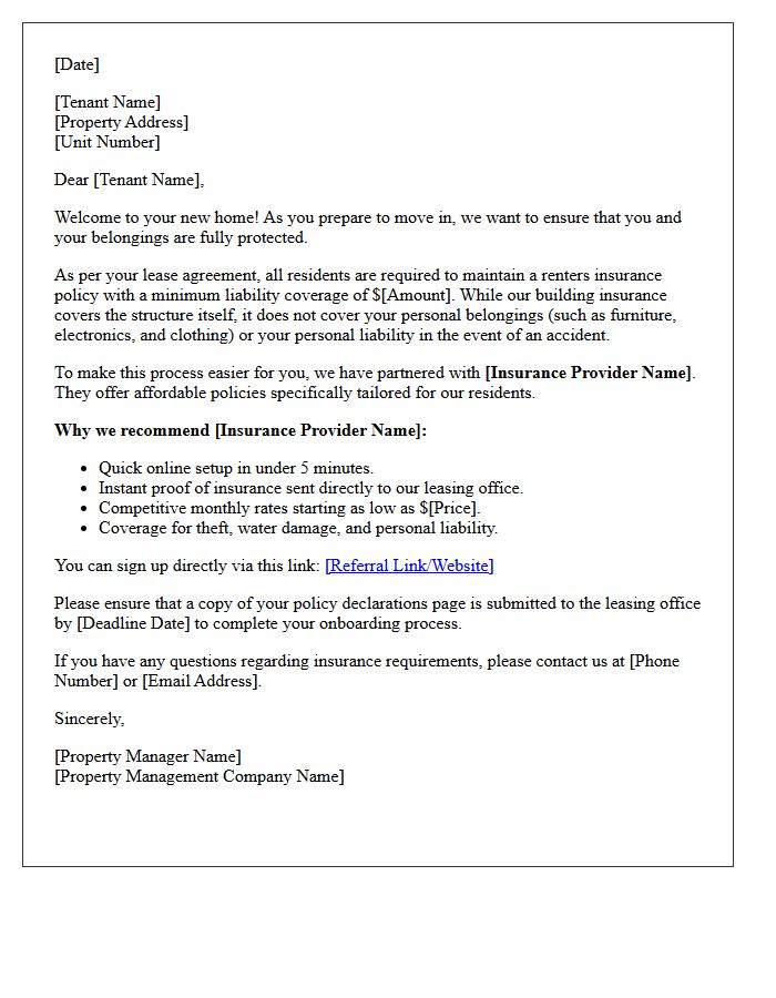 Tenant Onboarding Renters Insurance Referral Letter