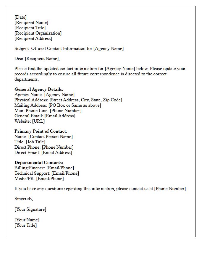 Agency Contact Information