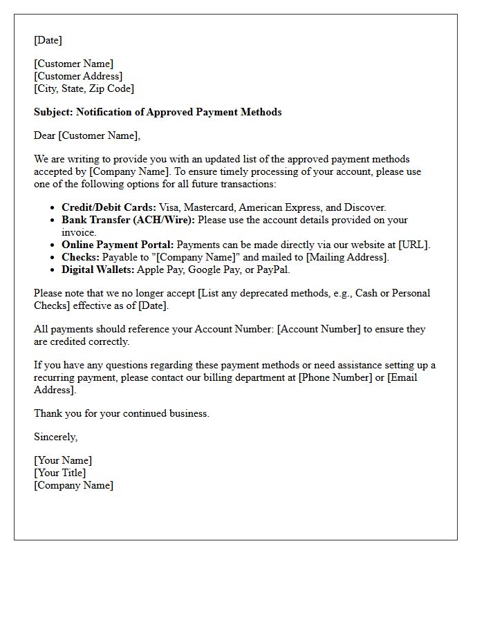 Approved Payment Methods