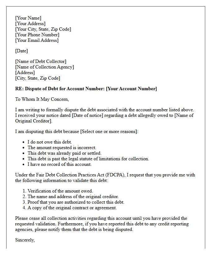 Instructions for Debt Dispute