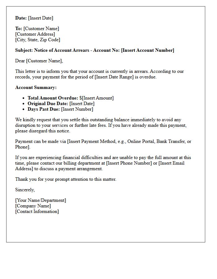 Notice of Account Arrears