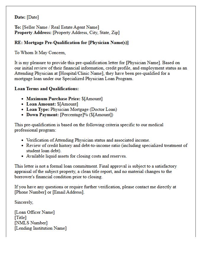 Attending Physician Loan Pre-Qualification Letter