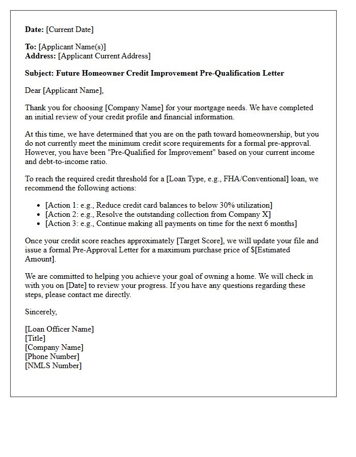 Future Homeowner Credit Improvement Pre-Qualification Letter