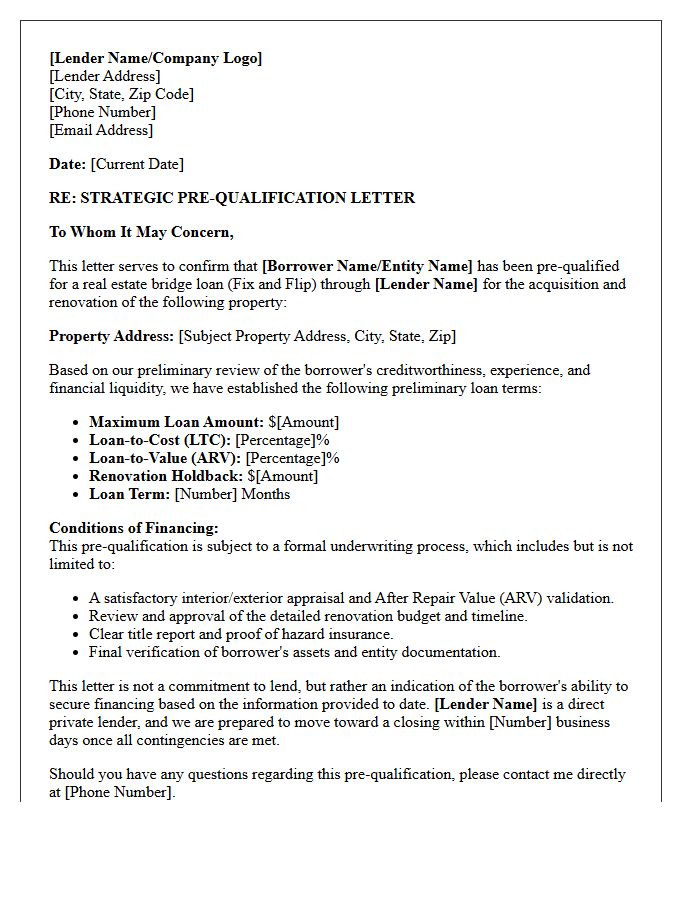 Fix And Flip Bridge Loan Pre-Qualification Letter