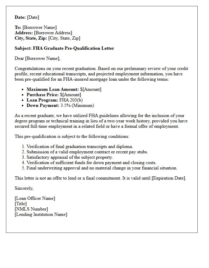 Federal Housing Administration Graduate Pre-Qualification Letter