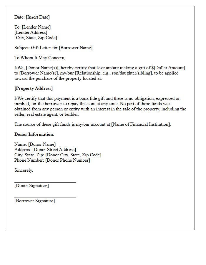 First-Time Homebuyer Down Payment Gift Letter