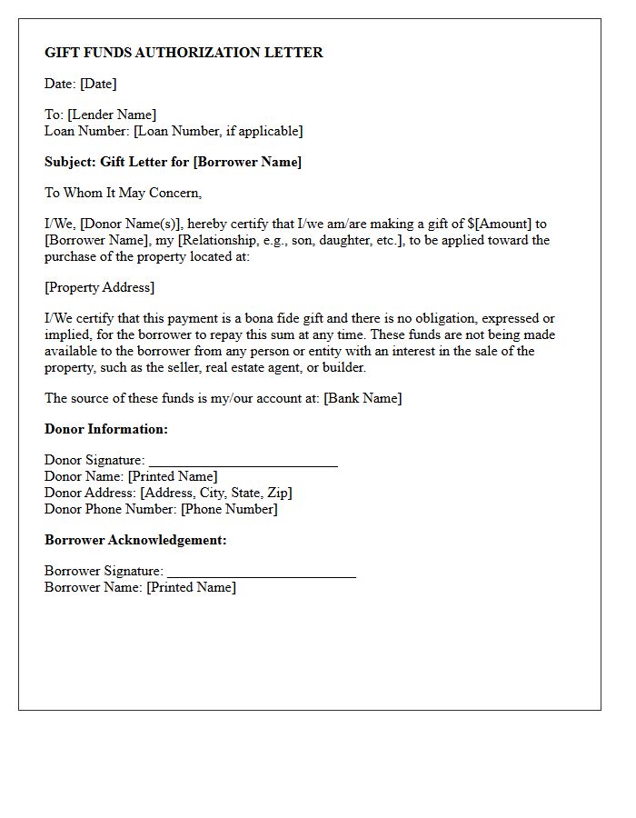 Gift Funds Authorization Letter