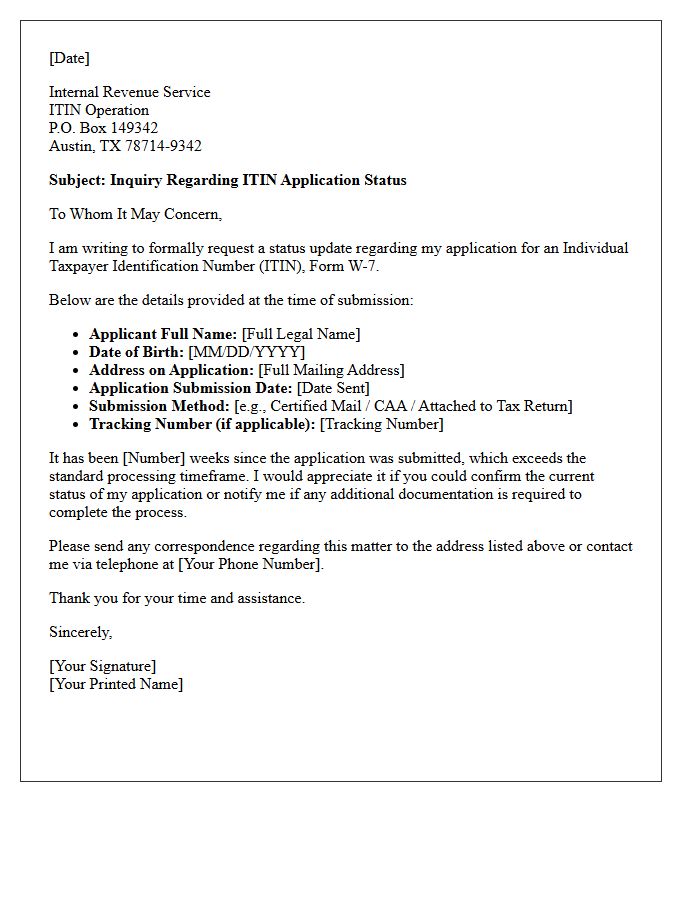 ITIN Status Confirmation Letter