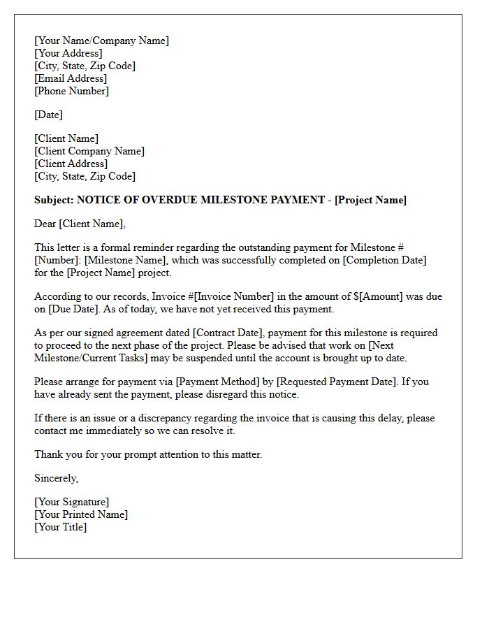 Notice of Overdue Milestone Payment Letter