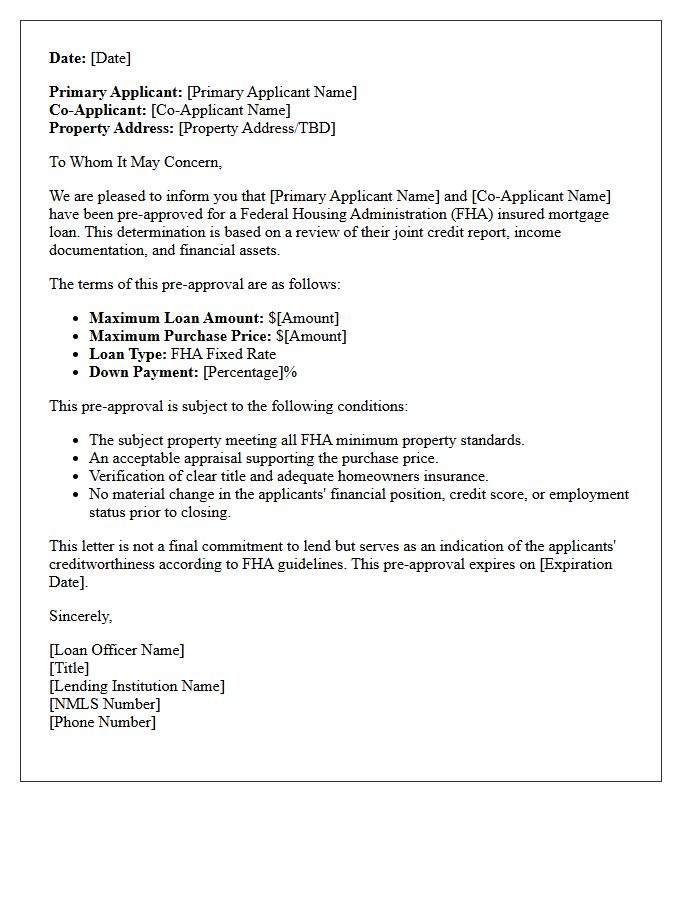 Federal Housing Administration Joint Applicant Pre-Approval Letter