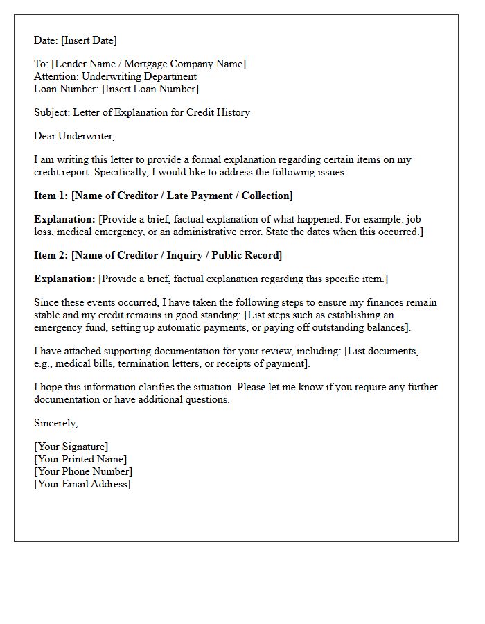 Borrower Letter Of Explanation For Credit History