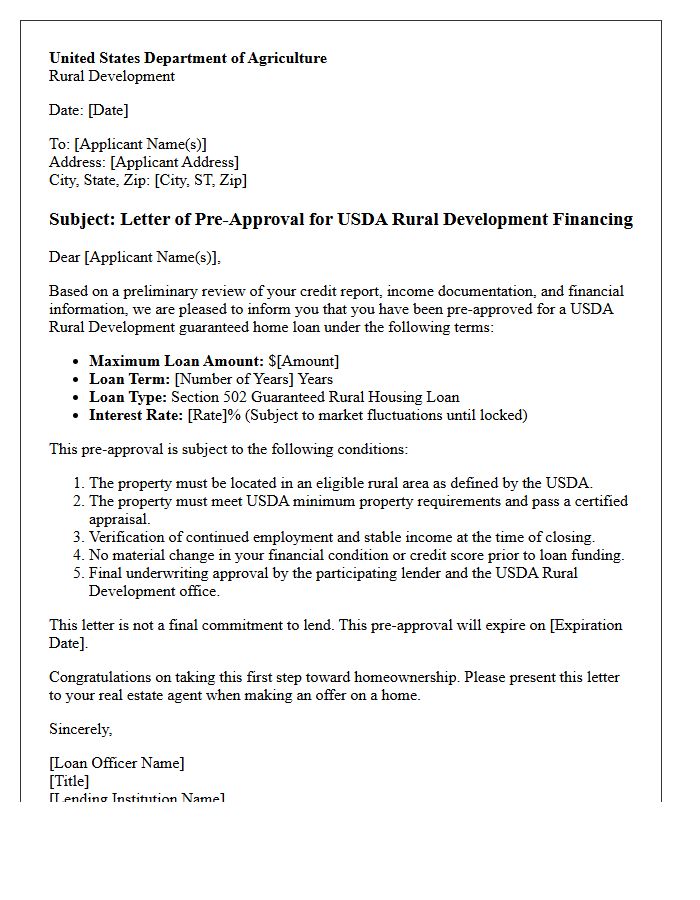 Verified United States Department of Agriculture Rural Development Pre-Approval Letter