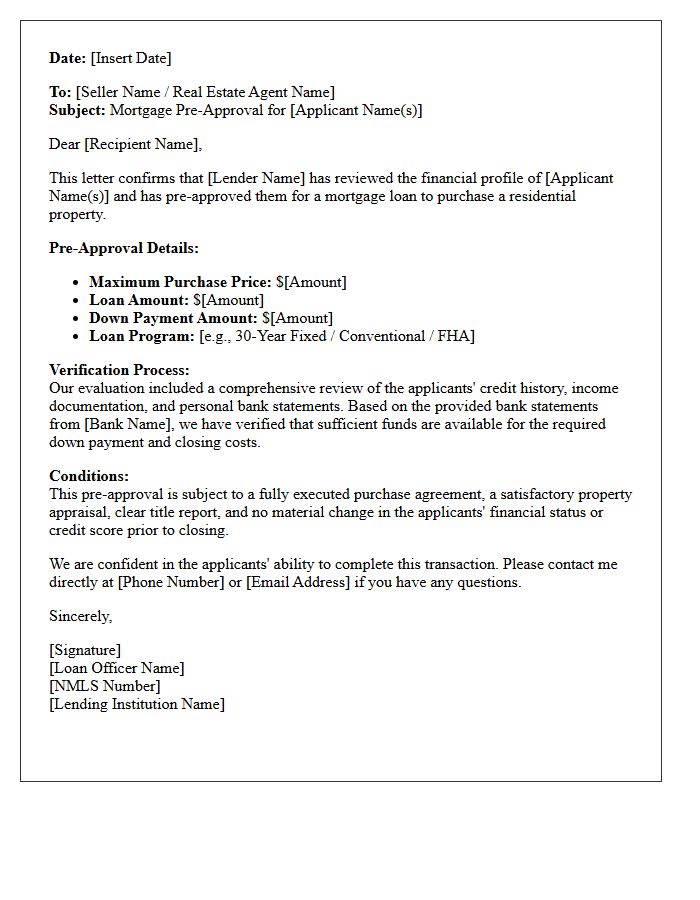 Personal Bank Statement Mortgage Pre-Approval Letter